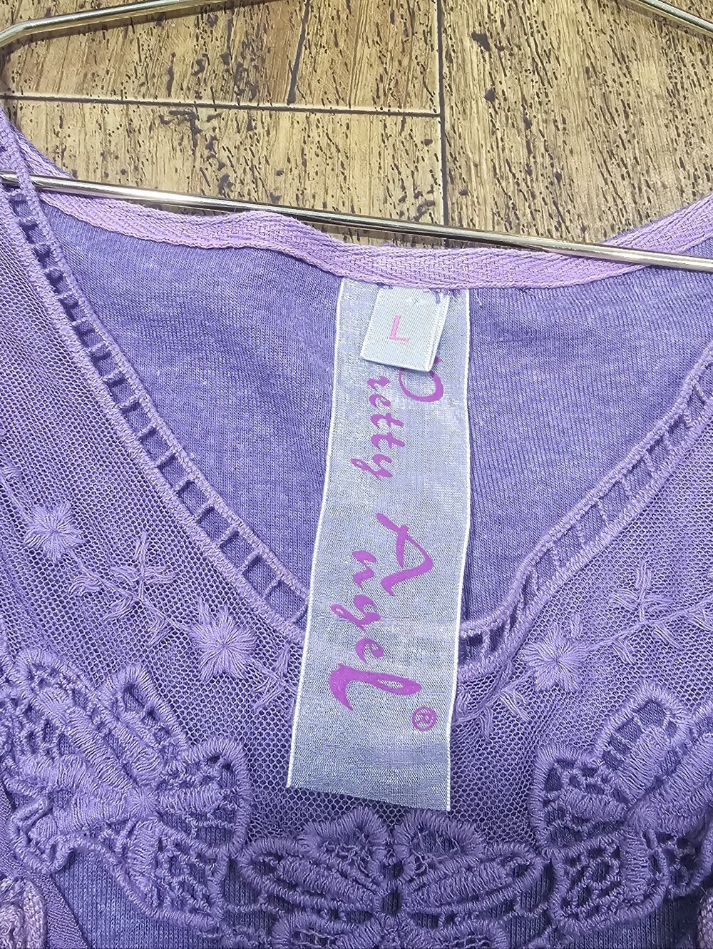 Pretty Angel Lavender Floral Appliqué Long Sleeve Tunic Whimisigoth Sz L Womens - Picture 9 of 11